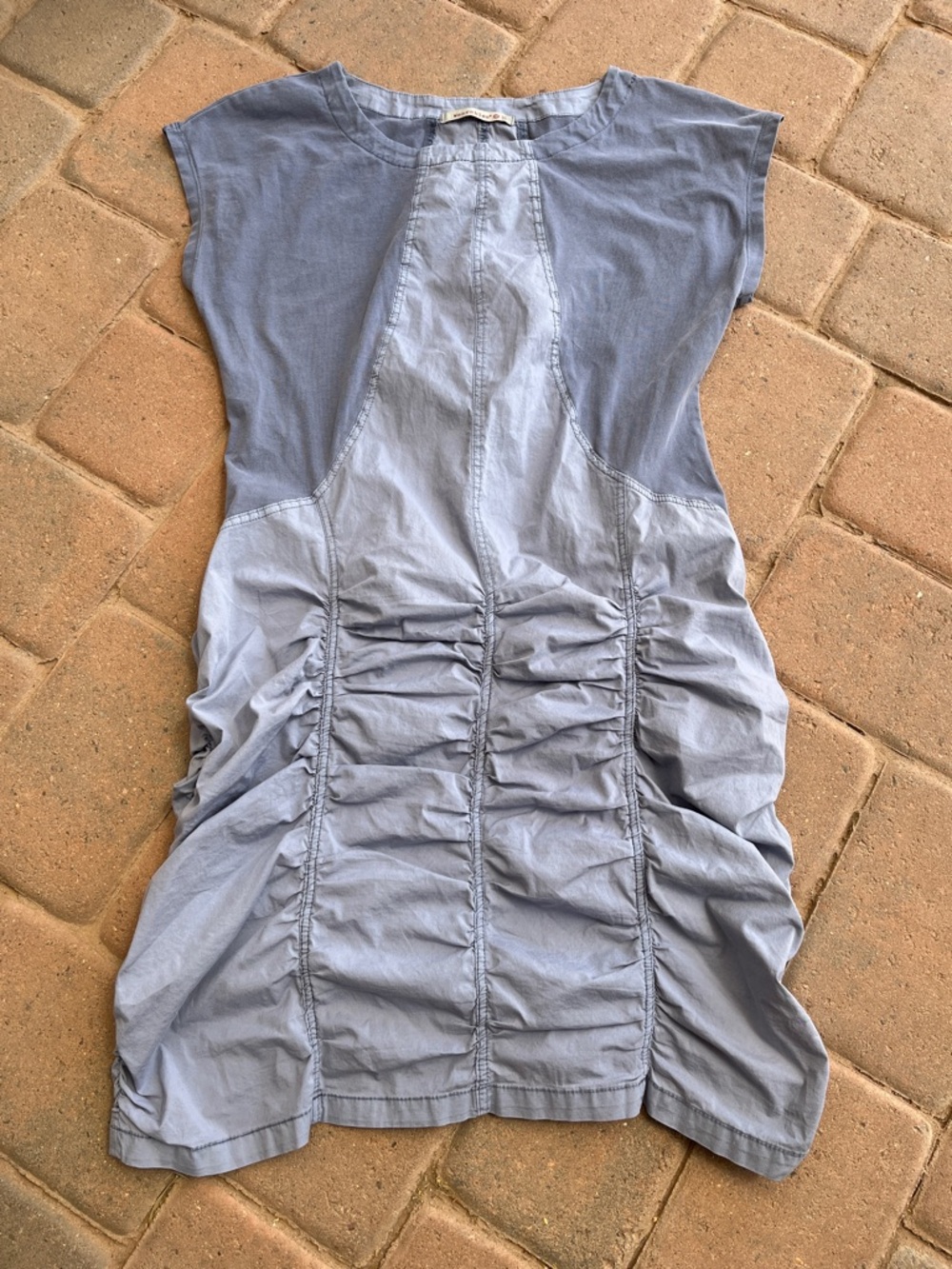 WEARABLES XL Blue Ruched Dress Tunic Lagenlook